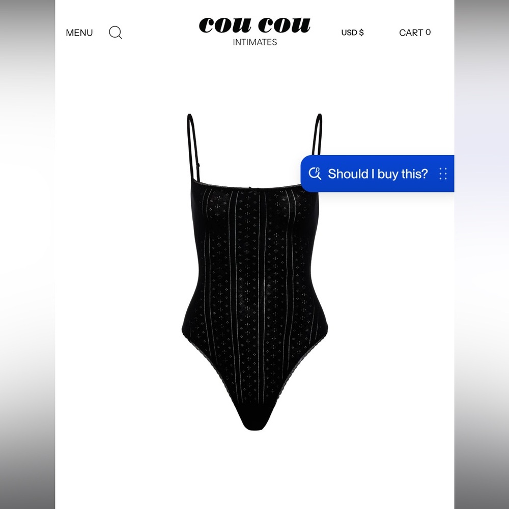 Cou Cou Intimates Black Bodysuit